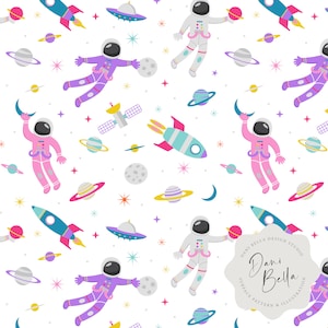 Raum Muster, Astronaut Rapportmuster, Galaxy Stoffmuster, Planet digitale Muster, Weltraum nahtlose Datei, Weltraum Muster D26