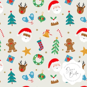 Santa Christmas Seamless Digital Pattern, Christmas Seamless Repeat Pattern, Fabric Pattern, Christmas Surface Pattern, D01