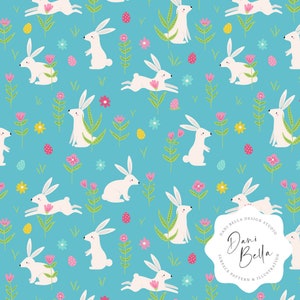 Bunny Rabbit Seamless Repeat Bunny Repeat Pattern Rabbit Fabric Pattern Easter Digital Pattern Spring Seamless File Bunny Pattern D14