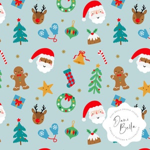 Santa Christmas Seamless Digital Pattern, Christmas Seamless Repeat Pattern, Fabric Pattern, Christmas Surface Pattern, D01