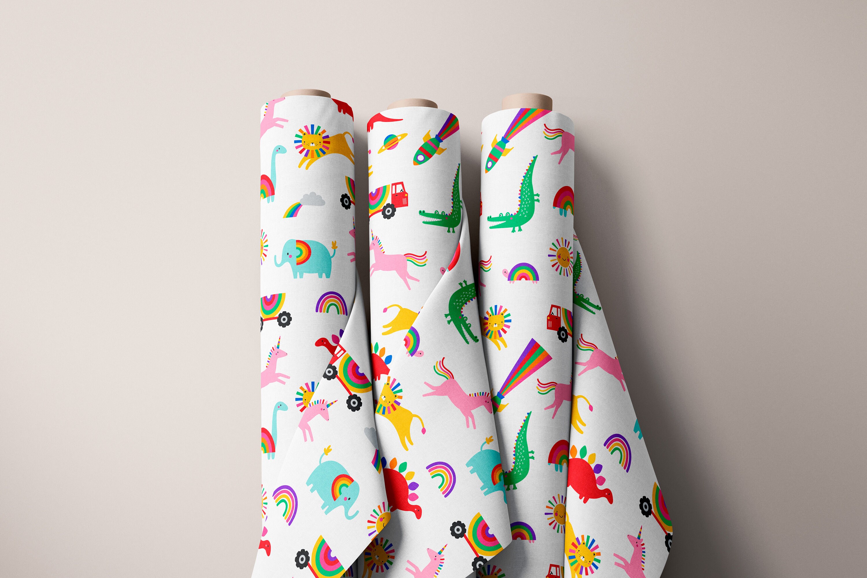 Rainbow Seamless Repeat Rainbow Character Repeat Pattern Animal Fabric ...