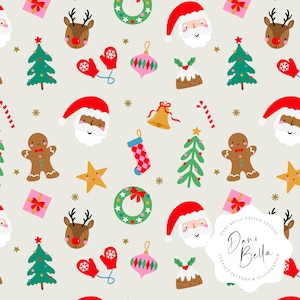 Weihnachtsmann-Weihnachts-nahtloses digitales Muster, Weihnachtsnahtloses Rapportmuster, Stoffmuster, Weihnachtsoberflächenmuster, D01