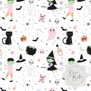 Fichier sans couture Halloween Halloween motif numérique rose motif de répétition d'halloween Halloween sans couture répétition patel motif d'Halloween, D21