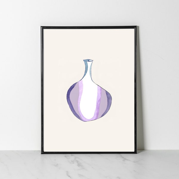 Graceful Simplicity: Printed Poster of a Purple Vase - Embracing Minimalist Elegance in Home Décor