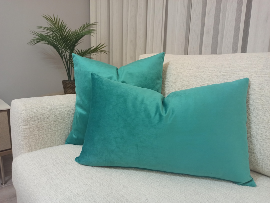 Turquoise Pillow Cover, Turquoise Velvet Pillow Cover, Throw Pillow