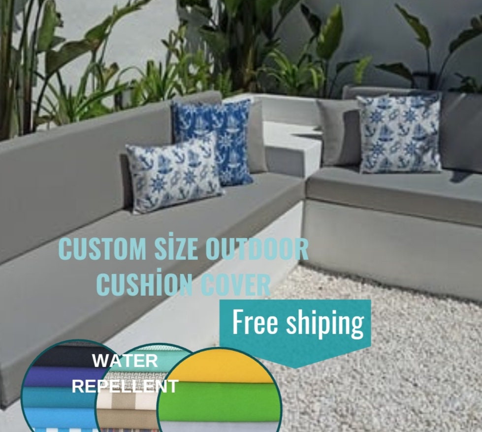 Custom Size Outdoor Cushion Cover Outdoor Cushion Cover Waterproof Seat Cushion Custom Bench Cushion Patio Cushios Replacement Etsy