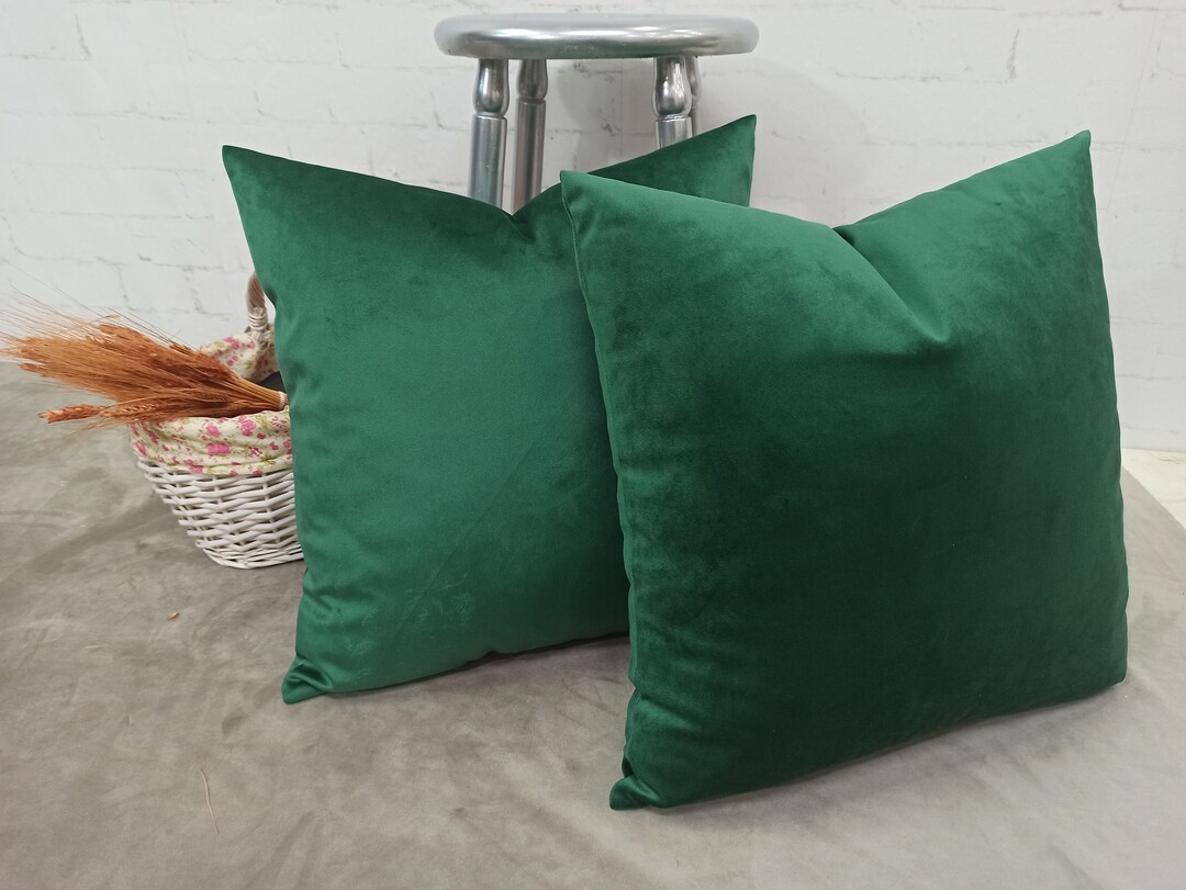 Emerald Green Pillow Cover Green Velvet Pillow Cover Throw Etsy