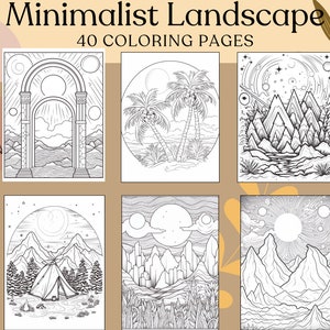 Minimalist Landscape Coloring Pages for Adults Printable Coloring Book ...