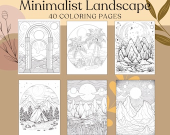 Minimalist Landscape Coloring Book: 40 Printable Pages (PDF)