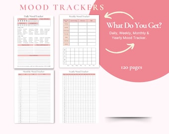 Stimmungs-Tracker-Bundle, monatliche Stimmungs-Tracker, druckbare Bullet Journal Tracker, Bullet Journal Einsätze, Bujo Vorlagen