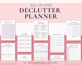 Declutter Planner, declutter checklist, cleaning schedule, cleaning checklist, declutter challenge, cleaning planner, adhd cleaning, PDF