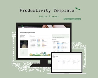 Notion Planner Productivity Template | Studio Ghibli | Task Tracker | Self Reflection | Daily Planner 2024 | Cute Weekly Planner