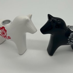 Swedish Vintage Ceramic DALA HORSE candle holder/ Dalahäst, Dala Horse Dalarna, in 2 colors