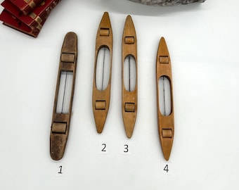 Very Old Wooden Boat Shuttle with Rollers, hand carved, Old Swedish Loom Shuttle, Vintage Weaving Loom Bobbin, 4 different, price per unit
