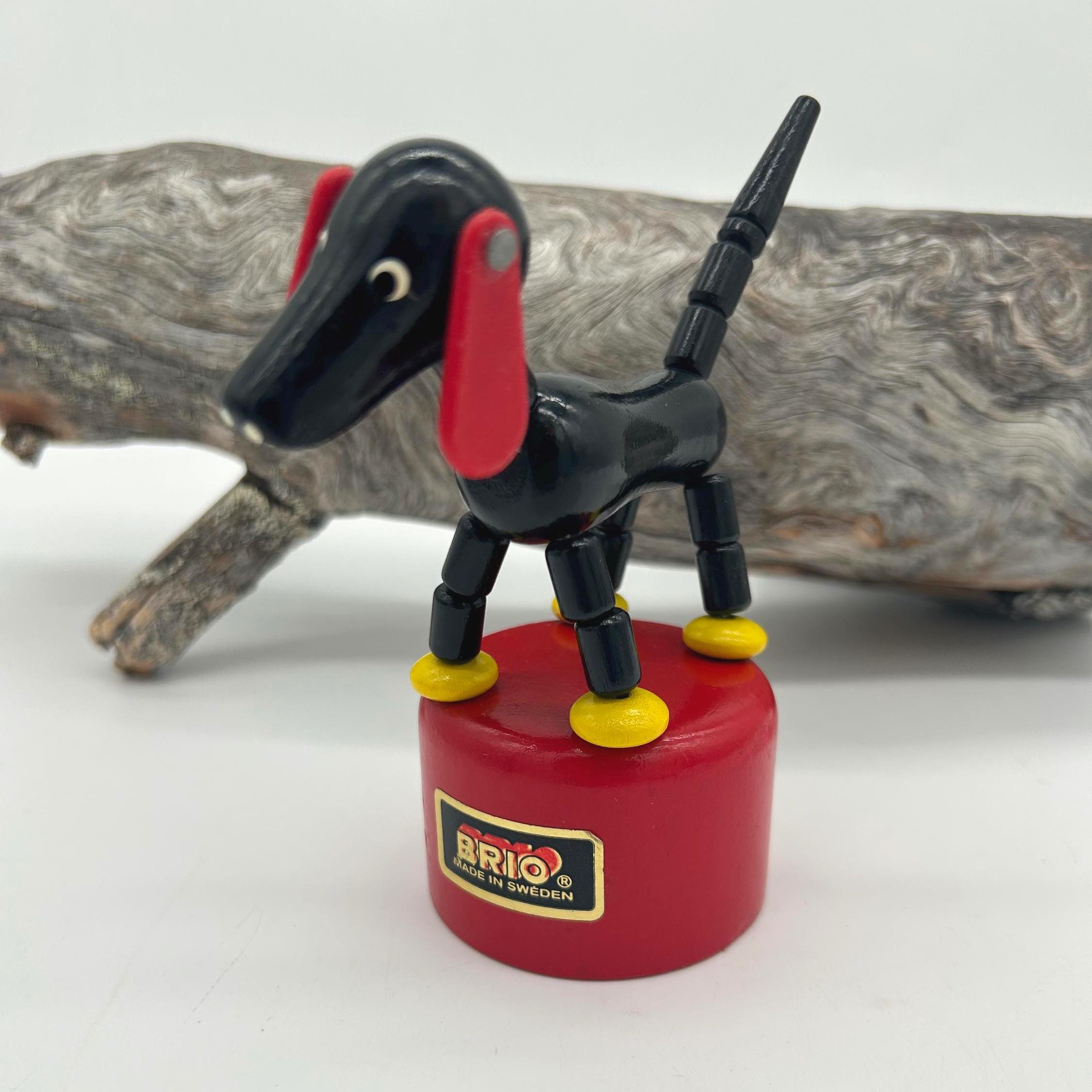 Ancien Chien En Bois PUK - Jouet Vintage Fabriqué En Suède (BRIO) - Collection