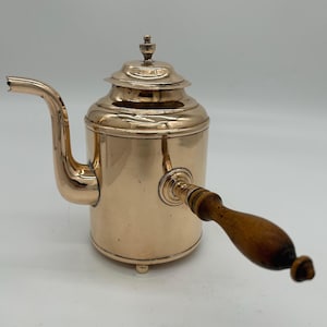 Antique Swedish COFFEE POT, brass wood, Skultuna Bruk, second half of the 19th century