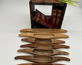 OLD Wooden Boat Shuttle, hand carved, Old Swedish Loom Shuttle, Vintage Weaving Loom Bobbin, 7 different, price per unit, Choose Yours