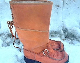 Finish/Lappish SÁMI BOOTS, size EU 34, unisex, unused, leather, vintage from 1970s