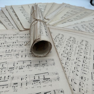 1O Antique Swedish LARGE Size MUSIC Sheets from 1800-1900, Vintage pages, Junk journal Ephemera, Collage, ScrapBook Paper, Craft DIY