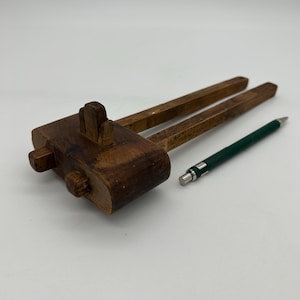 Suédois ancien, double scribe en bois, étau de menuisier, outils anciens rustiques, début 1900