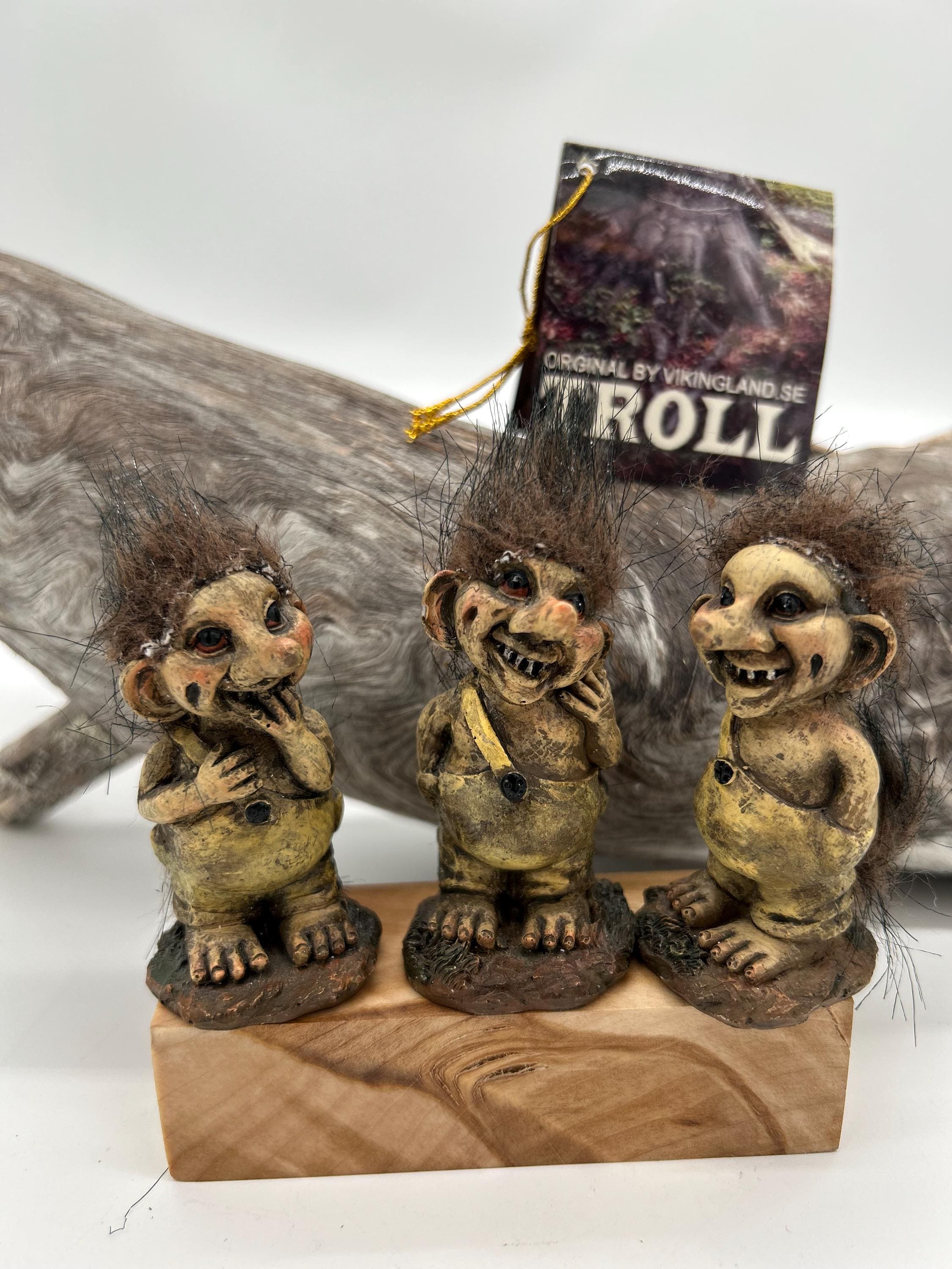 Vintage Norwegian Troll Set of 3 Figurine, Original by Vikingland