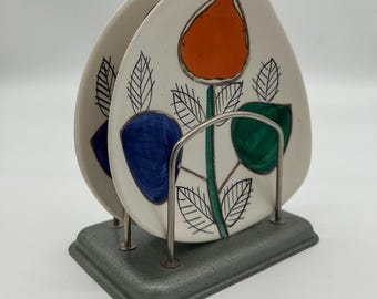 Set van 2 borden - Vintage decor PIGALLE SCHRAMBERG SMF porseleinen borden West-Duitsland 1960, tulpen, handgeschilderd, prijs is per 2 borden