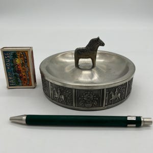 Norwegian Pewter DALAHORSE ASHTRAY, Made in Norway, Scandinavian Pewter, Industrial Style, collectible