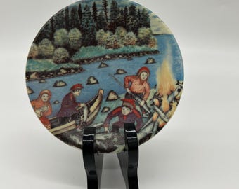 Vintage Arabia Finland Porcelain Plates: Sami/reindeer Design