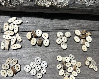 8 different types of REINDEER ANTLER BUTTON, 100% natural product, hand made, from Lappland in Sweden, 1 piece