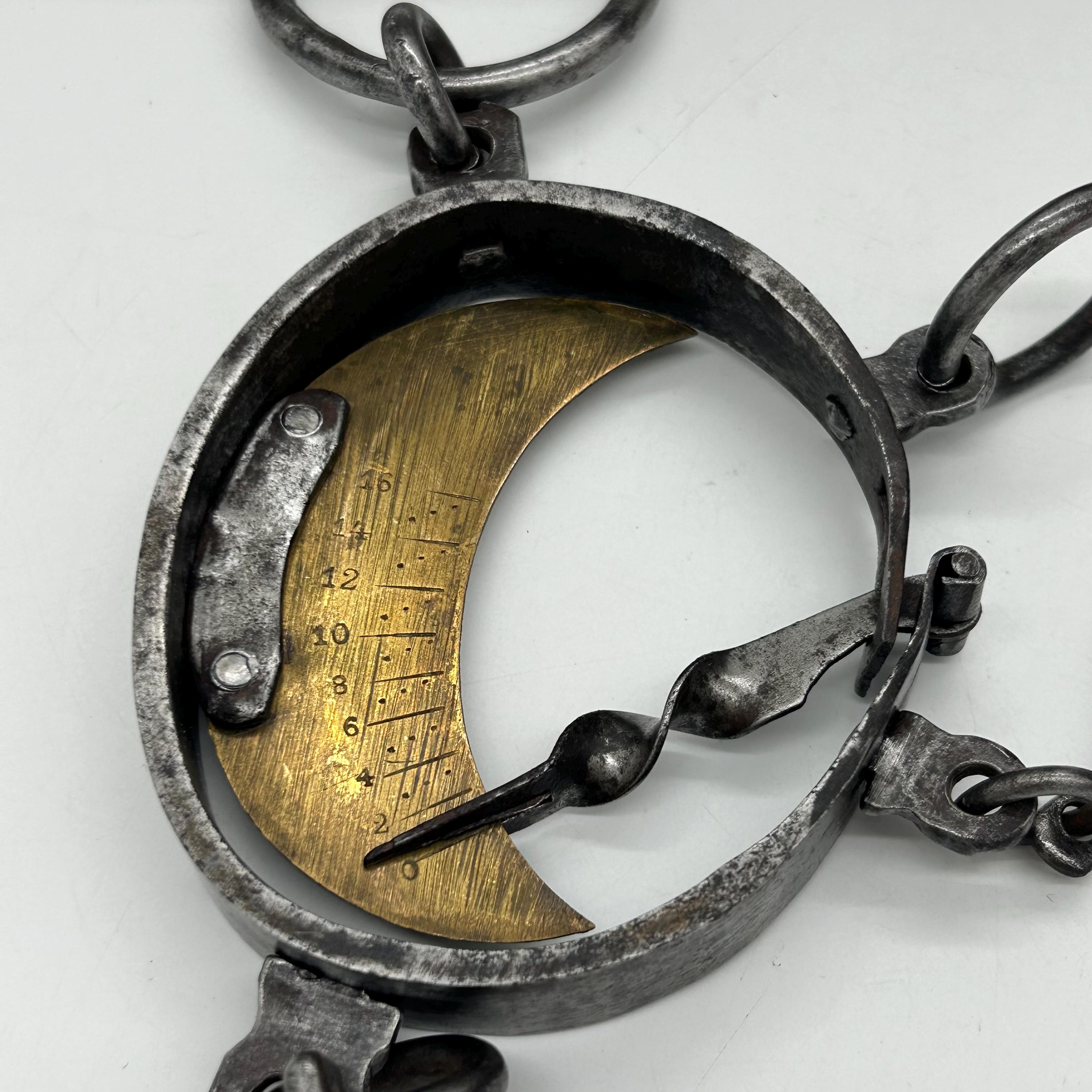 アンティーク吊り下げスケール 鉄と真鍮製 160 kg および 60 kg 用
