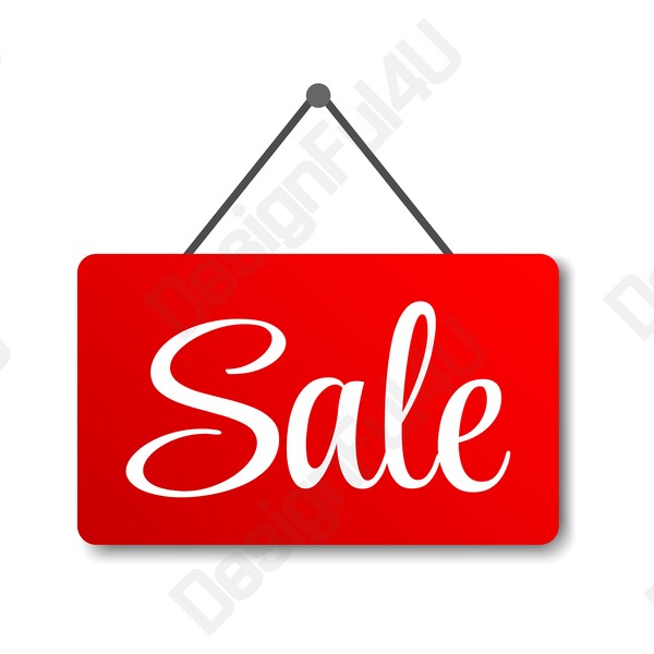 For sale hanging sign with transparent background. EPS, PNG, SVG additional files. Promotion, shopping, black friday, discount.