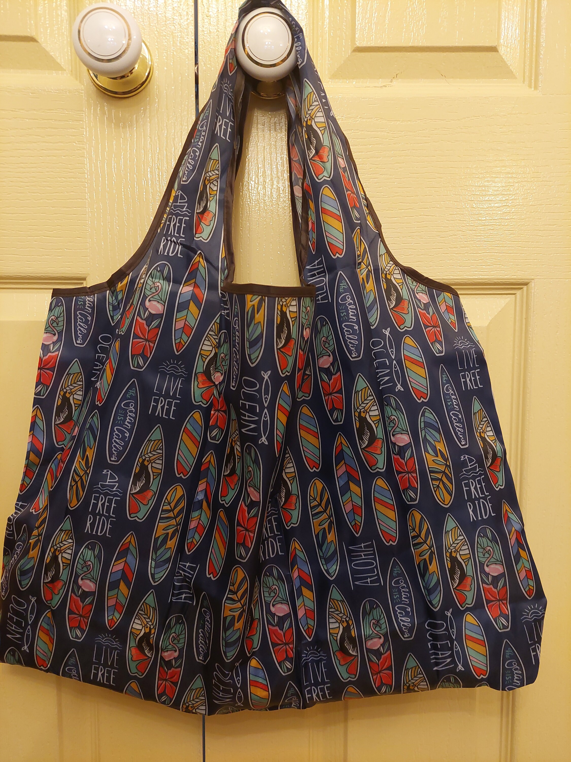 Durable, Foldable Reusable Large Shopping Bag in Pouch Various Patterns ...