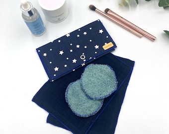 Ekologiczny zestaw kosmetyczny, zestaw do demakijażu z bambusowymi krążkami frotte i tkaniną Kleenex, nadający się do prania i wielokrotnego użytku