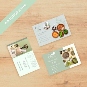 15 Templates - Canva - cartes de visite Naturopathe - pastel - vert