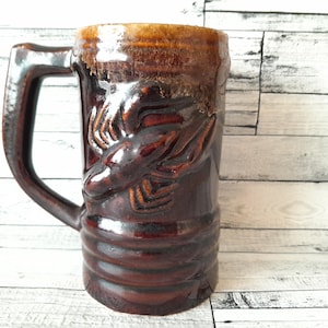 Vintage Ceramic Beer Mug: USSR Clay Stein, 700ml