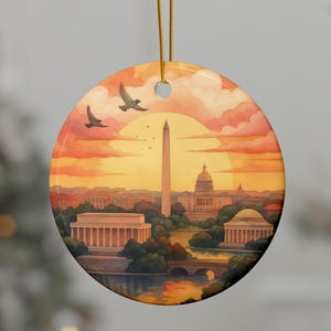 Décoration de voyage personnalisée Washington D.C., décoration de ville aquarelle, décoration de Noël élégante pour la décoration intérieure, cadeaux personnalisés pour amis