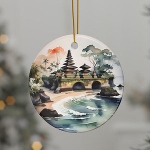 Décoration de voyage personnalisée à Bali, Indonésie, décoration de ville aquarelle, décoration de Noël élégante pour la maison, cadeau personnalisé pour shower de mariage entre amis