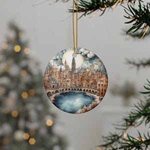 Seville Spain Personalized Travel Ornament, Watercolor City Ornament, Elegant Christmas Ornament for Home Decor, Custom Gifts for Friends