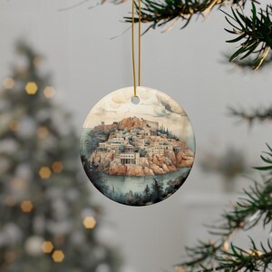 Athens Greece Personalized Travel Ornament, Watercolor City Ornament, Elegant Christmas Ornament for Home Decor, Custom Gifts for Friends