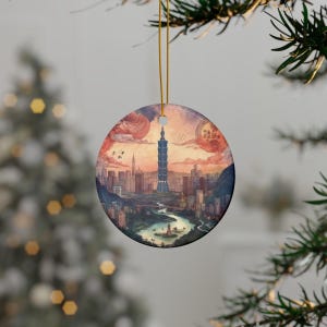 Taipei Taiwan Personalized Travel Ornament, Watercolor City Ornament, Elegant Christmas Ornament for Home Decor, Custom Gifts for Friends