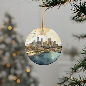Tel Aviv Israel Personalized Travel Ornament, Watercolor City Ornament, Elegant Christmas Ornament for Home Decor, Custom Gifts for Friends