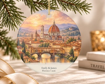 Florence Italy Ornament, Personalized Tuscany Travel Keepsake