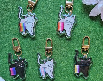 Pride Flag Cat Acrylic Keychain
