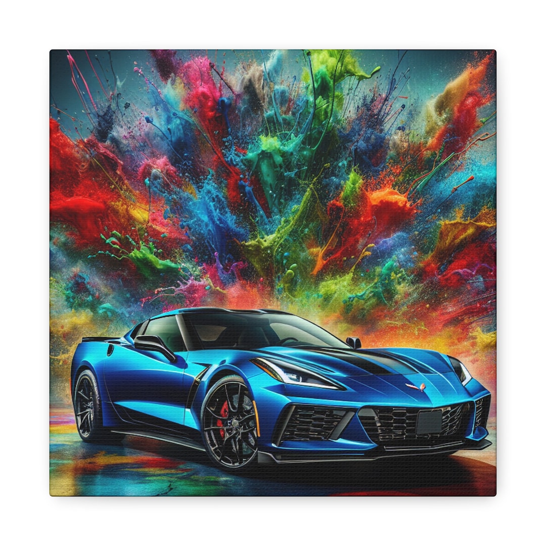 Chevrolet Corvette Canva Painting Classic Car Wall Art Vintage Vehicle Home Decor Retro Auto