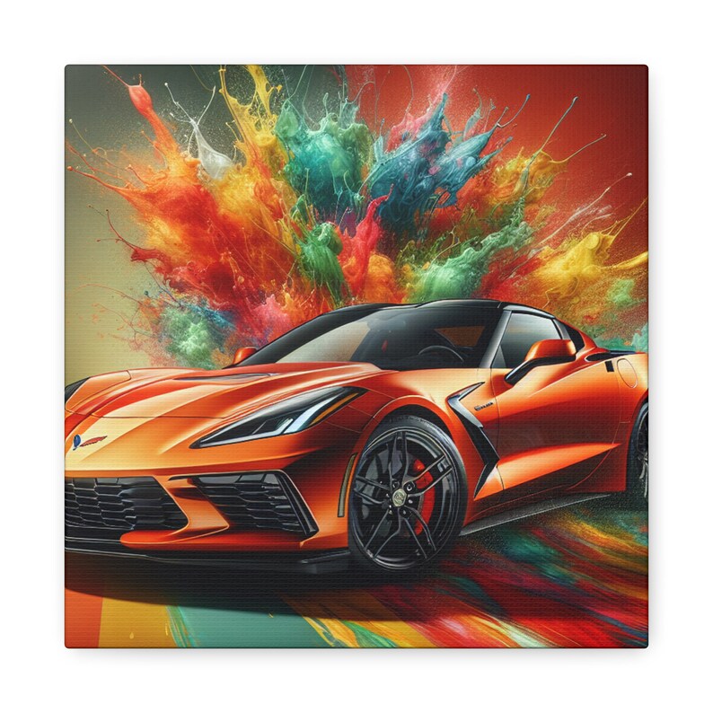 Chevrolet Corvette Wall Art, Large Canvas Print, Luxury Car Painting, Home and Office Décor