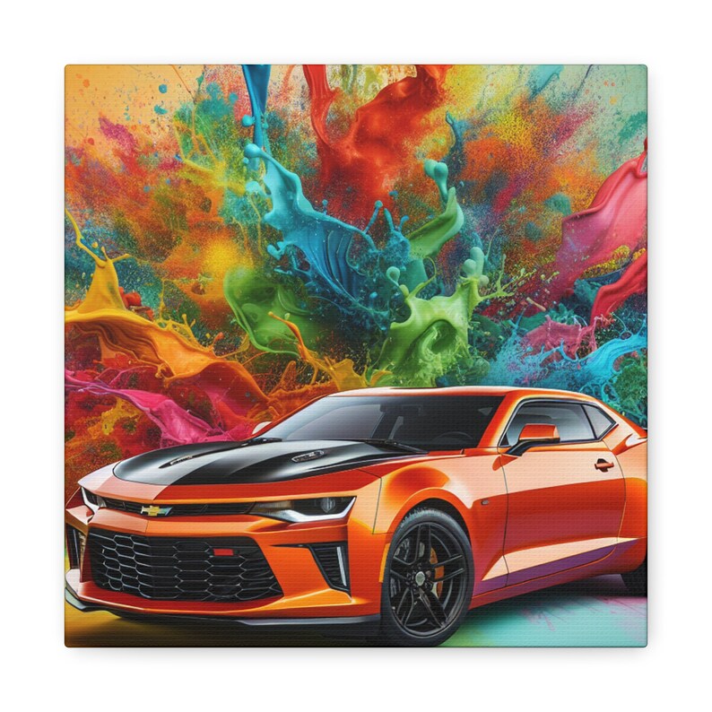 Chevrolet Camaro Canva Wall Art Classic Car Home Decor, Vintage Auto