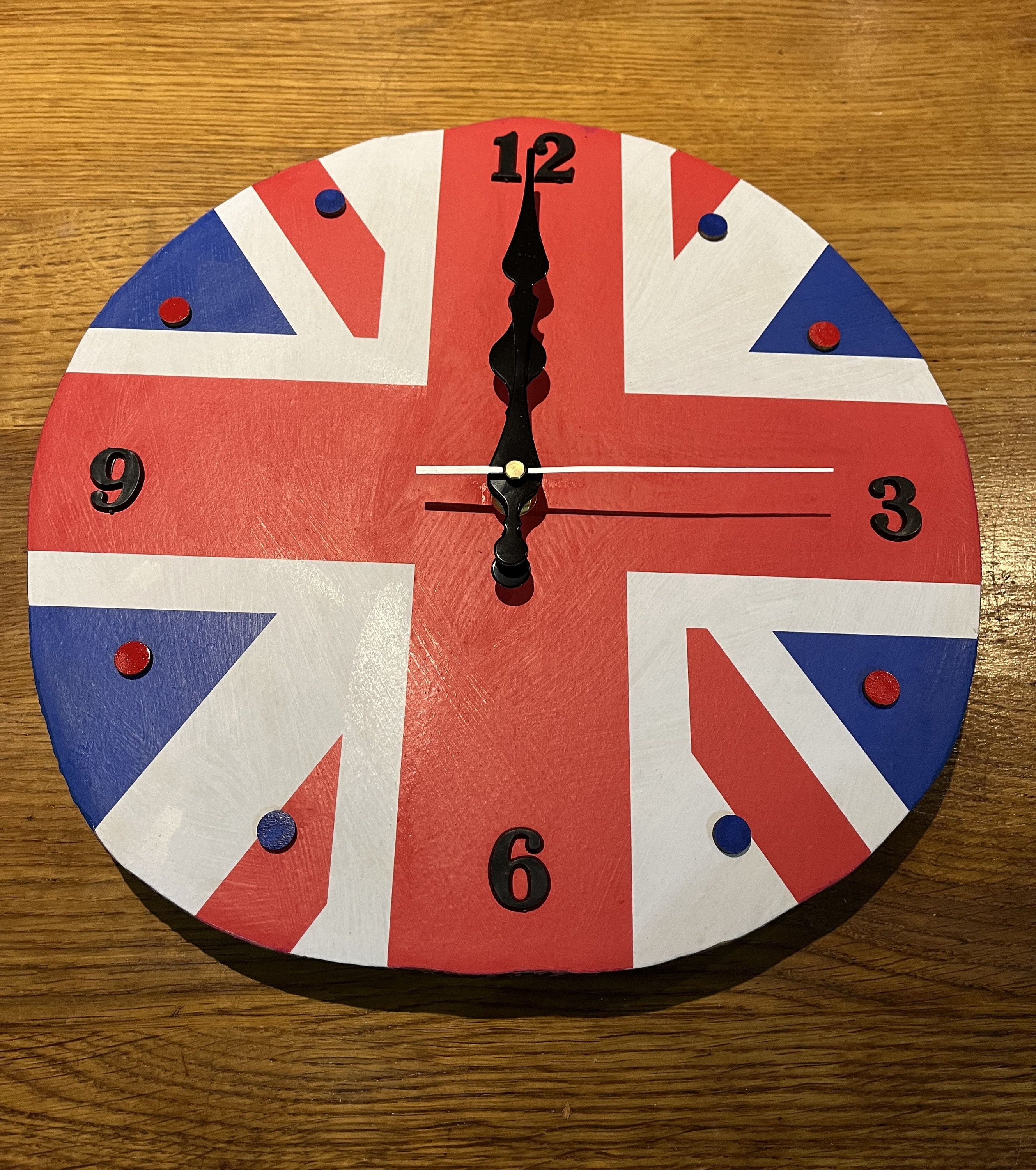 Colourliving Union Jack Wanduhr – Britische Flagge, 30 Cm, Batteriebetrieben