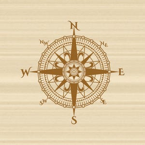 Wind Rose Compass Decal, Cut Vinyl Nautical Compass, Custom Color, Made to Order