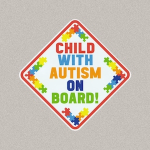 Child with Autism On Board Car Decal: Puzzle Sign - 5.5&quot; Weatherproof Vinyl