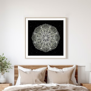 Art mural mandala vert, fichier numérique oeuvre spirituelle, affiche mandala téléchargeable, décoration d'intérieur inspirante, carte postale mandala